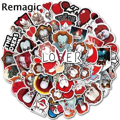 50pcs Horror movie It Clown stickers packs anime 90s anime paster cosplay scrapbooking diy phone decoration gifts