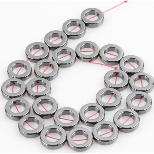 Natural Stone 16mm Hematite Non-magnetic Hollow Round Ring Energy Loose Beads Jewelry Making DIY Bracelet Necklace Accessories