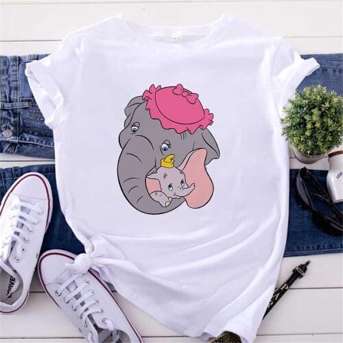 New Fashion Elephant Dumbo Tshirts Graphic Top Tee Female Harajuku Kawaii T Shirt Women Funny Cartoon T-shirt