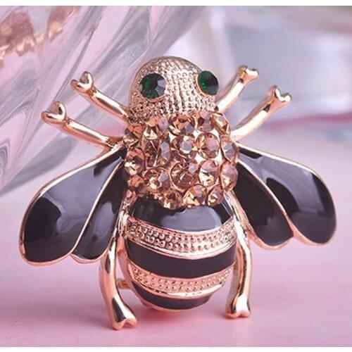 12pcs/lot Wholesale Brown Enamel Bee booches Bouquet Bijuterias Small Size Insect Mens Brooches Jewelry crystal Pins