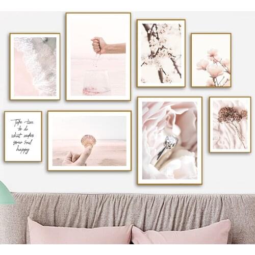 Beach Shell Flower Reed Ring Quotes Wall Art Canvas Painting Nordic Posters And Prints Wall Pictures For Living Room Home Decor
