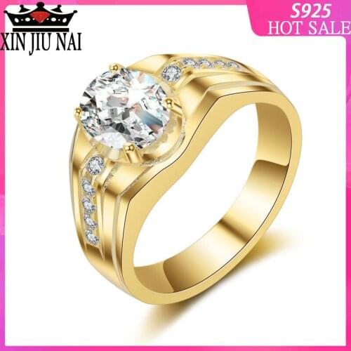 Simple atmosphere mens ring egg-shaped stone carat diamond ring fashion luxury diamond local tyrants mens ring