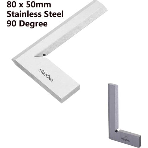 80 x 50mm Stainless Steel 1 Bladed 90 Degree Angle Try Square Ruler