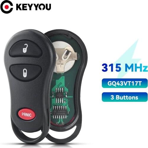 KEYYOU 3 2+1 Buttons Remote Control Car Key Fob For DODGE Caravan Ram Dakota Durango Chrysler Town & Country GQ43VT17T 315Mhz