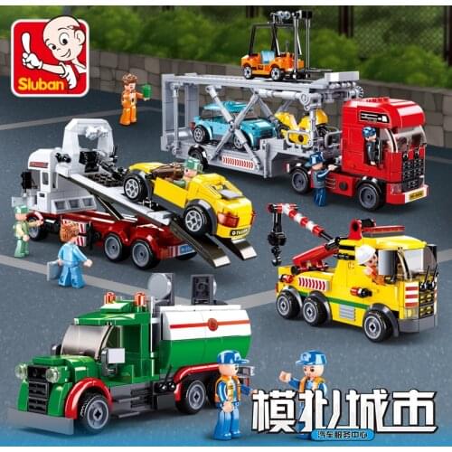 267PCS SLuban 0878 Urban Engineering Series Tank Truck Assembly Model Boy Assembled Building Blocks, Toys Gifts
