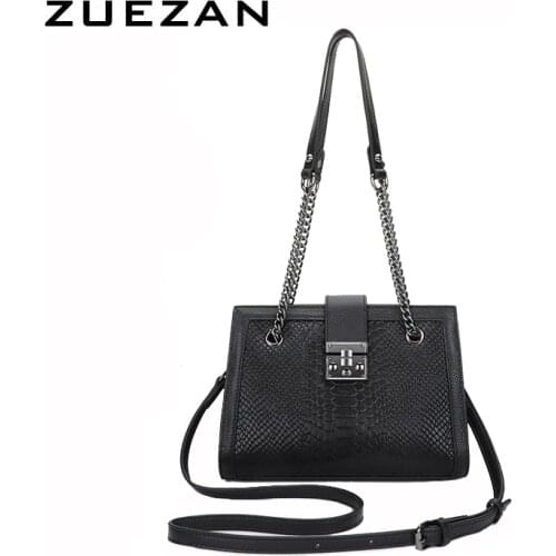 Serpentine Chains Shoulder Bag, 100% Real Cows skin, Women Genuine Leather Messenger Bag, Female Shoulder Cross-body Bag, A596