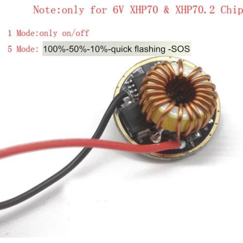 Cree XHP70.2 Led Driver 26mm 1 / 5 Modes 4A DC6V-15V For Flashlight Torch Light Lamp Emitter Bulb