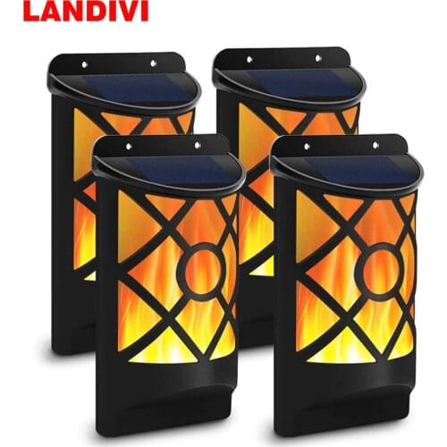 LANDIVI New solar wall lamp led flame lamp outdoor garden light landscape decoration lamp home induction solar outdoor light