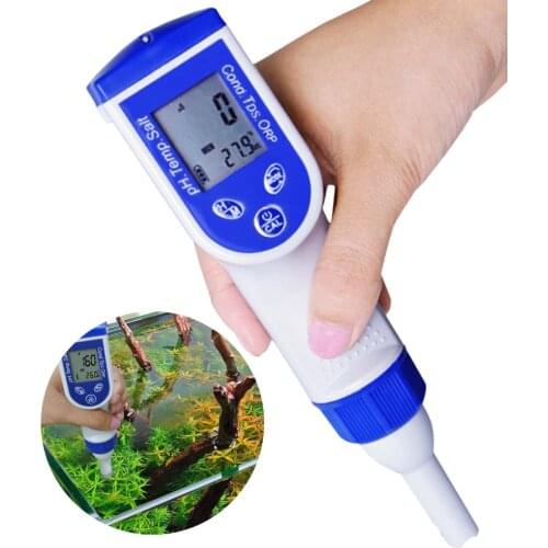 Digital Pen Tester pH EC TDS Salinity Temperature ORP Water Quality Combo 6-in-1 Meter IP57 Waterproof w/ ATC