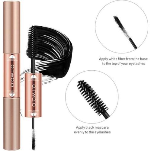 2 In 1 Mascara Waterproof Can Extend Eyelashes Black Double-headed Grafting Natural Thick Fiber Curling Mascara Makeup Eye Tool