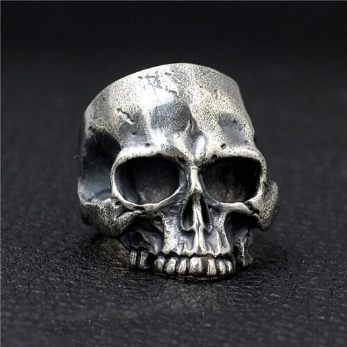 925 STERLING SOLID SILVER BIKER ROCKER SKULL SKELETON GOTH PUNK MENS RING JEWELRY A3202
