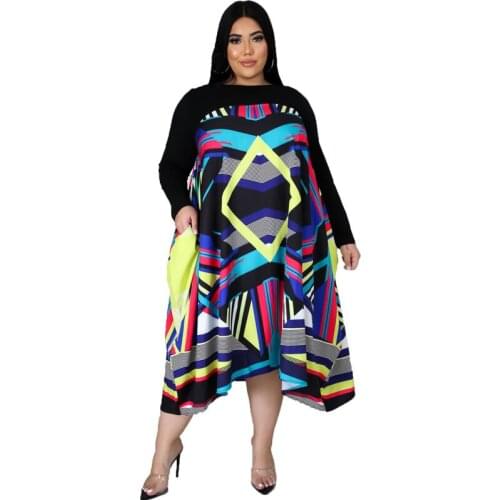 Plus Size 4xl 5xl 6XL Casual Boho Printed Club Dress Women Short Sleeve Patchwork Elegant Summer Oversized Casual Party Dresses
