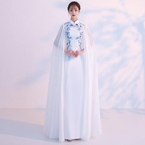 Wedding Party Cheongsam Oriental Evening Dress Chinese Traditional Womens Elegant Slim Qipao Sexy Long Robe Retro Vestidos New