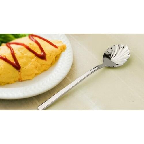 1PC Tableware Shell Shape Sugar Stainless Steel Silver Tea Coffee Spoon Teaspoon Ice Cream Flatware Kitchen Tool PK 013