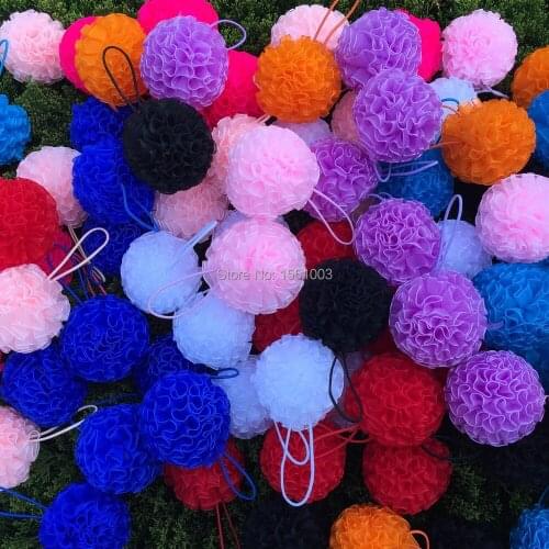 2pcs/pack Spring 10Colors 7cm Hair BALL Ribbon Ball with Rubber Band For Hair Accessories Ribbon Weaving