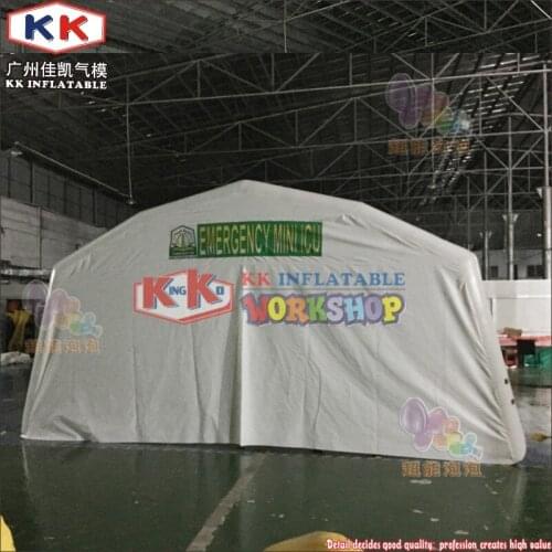 3-5 years warranty 0.4-0.6mm PVC inflatable tent, 10x6m white color airtight inflatable emergency tent