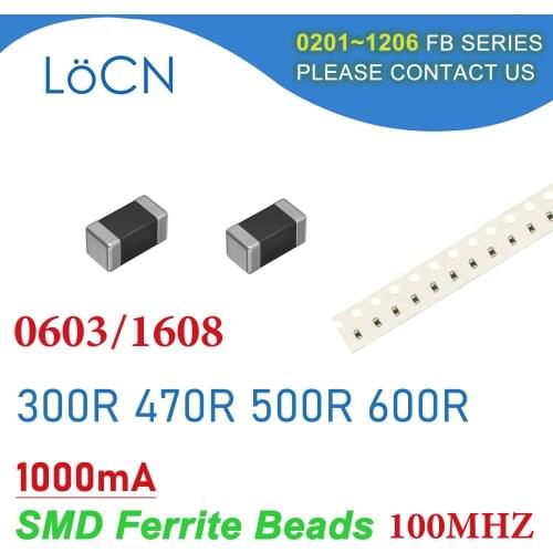 4000PCS 0603/1608 100MHZ 1A SMD Ferrite Beads 300R 470R 500R 600R Chip Inductor Multilayer 25% 1000mA High Quality Current