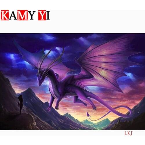 5D DIY Diamond Embroidery Purple lightning dragon mural Cross stitch Diamonds Mosaic Home decoration Diamond Painting LXJ
