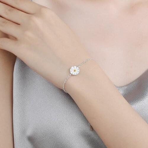 YH-ZL Classic Simple Fashion 925 Sterling Silver Sunflower Daisy Bracelets For Women Jewelry pulseira feminina