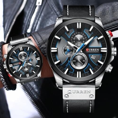 CURREN Watch for Men Top Brand Luxury Chronograph Sport Mens Watches Leather Quartz Clock Male Wristwatch Relogio Masculino