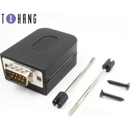 D-SUB DB9 Female 9Pin Plug Breakout Board Terminals Connector Screw Type Black Plastic Cover diy electronics