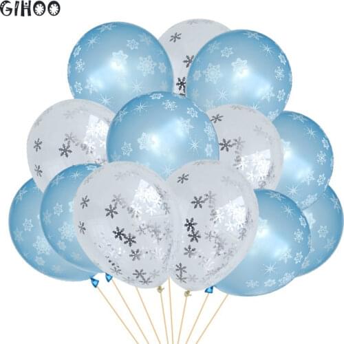 GIHOO 15pcs Christmas Snowflake Confetti Balloon For Snowflake Theme Birthday Party Decoration Happy New Year Supplies Globs