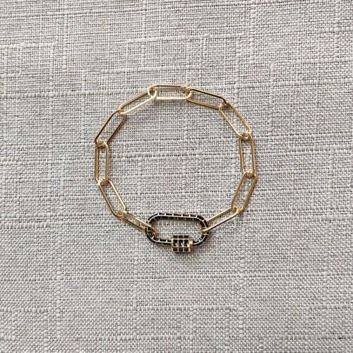 Handmade classic spiral buckle pendant bracelet man punk chain jewelry black white blue carabiner can be opened bangle for women