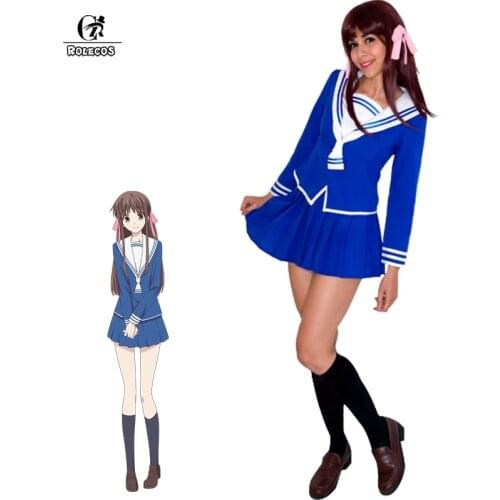 ROLECOS Anime Fruits Basket Cosplay Costume Tooru Honda Cosplay Uniform Girl School Uniform Women Sailor Costume