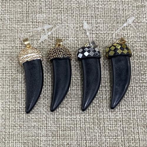 Crystal Resin Pendant Horned Necklace Pendant Matte Black Used for Jewelry Making DIY Handmade Jewelry Gift Accessories 1pcs