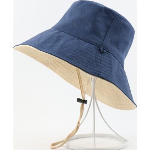 Navy Color Summer Bucket Hat Double Sided Mens Womens Panama Hat Cap Spring Beach Hiking Camping Hat Korean Style