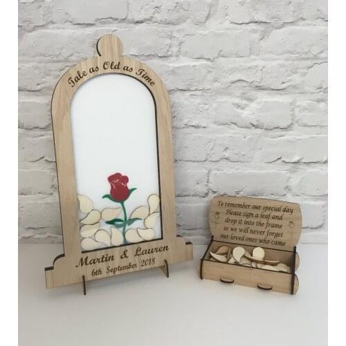Customize Tale as Old as Time Beauty and Beast Wedding drop box tops alternative guest book birthday guestbook petals wishes box