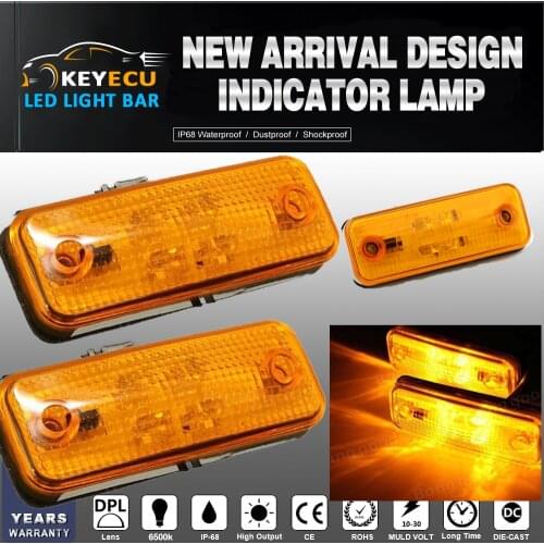KEYECU PAIR of 4Led Amber Side Marker Light Indicator Lamp for Truck Trailer Lorry Caravan Fits for all vehicles10~30V DC System