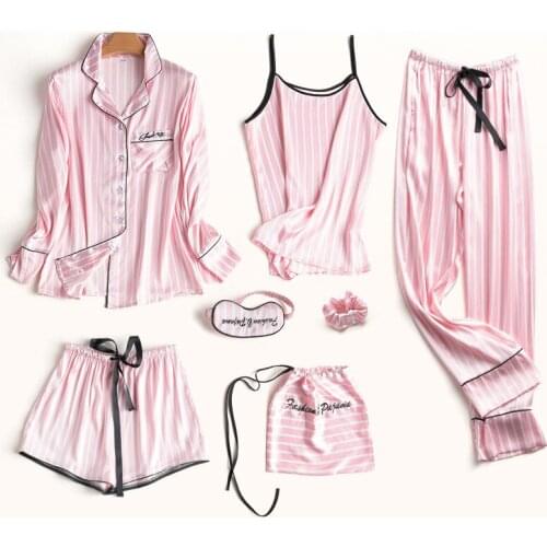 Pajamas Set Women Silk Summer Sexy Flower Pyjamas Sexy Female Long Sleeve Shirt Pants Handwork Stitch Lingerie Striped Sleepwear