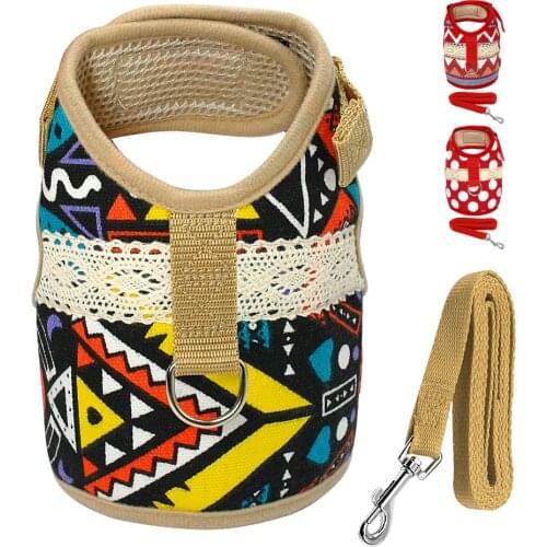 Durale Dog Cat Vest Harness Leash Set Breathable Nylon Dog Harness 120cm Leash for Small Medium Dogs Puppy Kitten