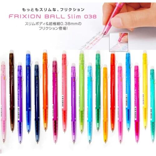 20pcs Japan PILOT Frixion Ball Slim Erasable Colored Gel Pen LFBS-18UF 0.38mm Bullet Tip 20 Colors School Stationery