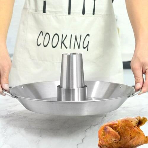 Stainless Steel Grilled Chicken Grill Detachable Cone Grill Outdoor Picnic Utensils BBQ Grilled Chicken Rack+tray+brush+clip