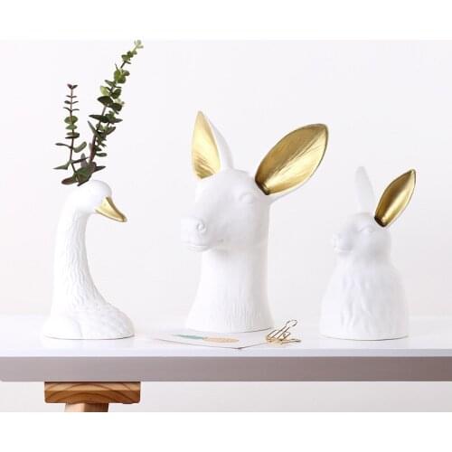 Nordic Lightweight and Luxurious Flower Ware Model Room Point TV Cabinet Bogu Soft Decoration Ceramic Vase Arrangement
