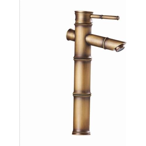 Bathroom Basin Faucets Copper Bamboo Design Single Holder Single Hole Hot and Cold Faucet Deck Assemb