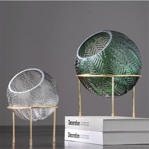 LIGHT LUXURY NORDIC ROUND BRACKET EMBOSSED GLASS VASE FRUIT TRAY KEY CANDY SNACK STORAGE BOX DECORATION HOME SHOP MODEL ROOM