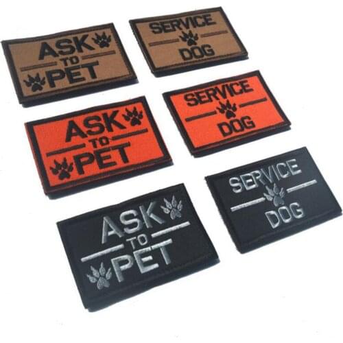 3D Embroidered Pet Dog Ask Service Tactical Patch K9 Morale 100% Embroidery Badge Military Troops