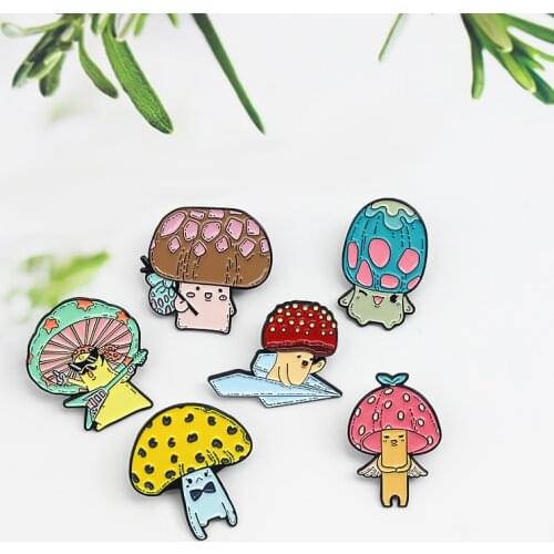 Creative Mushroom Head Cute Angel Badge Guitar Dance Senior Brother Backpack Sitting on Paper Airplane Pathfinder Cartoon Brooch