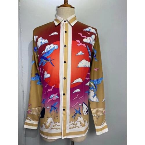 W1869 Fashion Mens Shirts 2021 Runway Luxury famous Brand European Design party style Mens Clothing