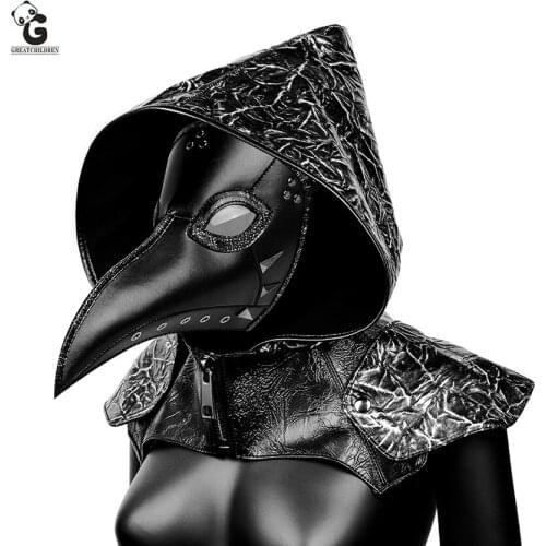 Plague Doctor Mask Woman Cape Middle Ages Halloween Costumes Synthetic Leather Halloween Masks Steampunks Prop Carnival Capa