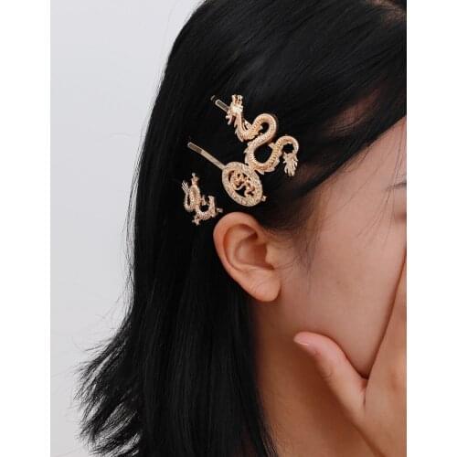 3Pcs/set Creative Animal Shape Dragon Hairpins Hair Clips for Women Bohemian Head Decoration Ethnic Festival Party Hair Jewelry