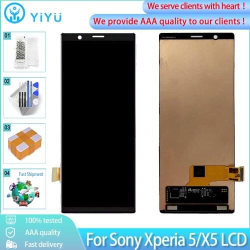 6.1" Original LCD For SONY Xperia 5 X5 LCD Display Touch Screen Digitizer Assembly Replacement Parts J8210 J8270 J9210 LCD+Frame
