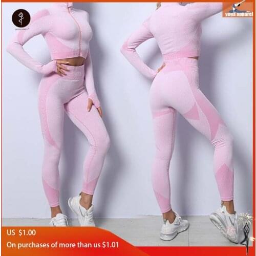 Push Up Fitness Sport Suit Seamless Women Yoga Set Long Sleeve Yoga Clothing 2/3 Pcs Female Sport Gym Suits Wear Running Clothes