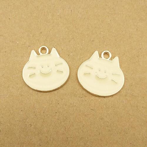 10pcs 19x19mm enamel cat charms for jewelry making and crafting cute earring pendant necklace bracelet charms