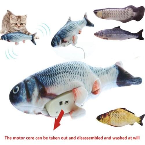 30CM Pet Cats Electronic Catnip Toys USB Charging Simulation Fish Toys Dog Cat Playing Biting Chewing Training Toy