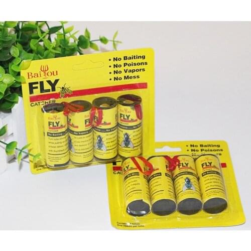 4/8/12/16Pcs Fly Sticky Paper Strip Strong Glue Flying Insect Bug Mosquitos Catcher Roll Tape DIN889