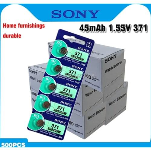 500pcs SONY 45mAh AG6 371 SR920SW LR920 171 370 371 L921 LR69 SR920 SR69 1.55V Button Cell watch Coin Silver Oxide Battery